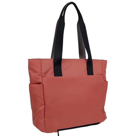 Hedgren Billow Tote Handbag Dual Handle Salmon Pink Purse Sustainable Nylon -HP - Picture 3 of 7